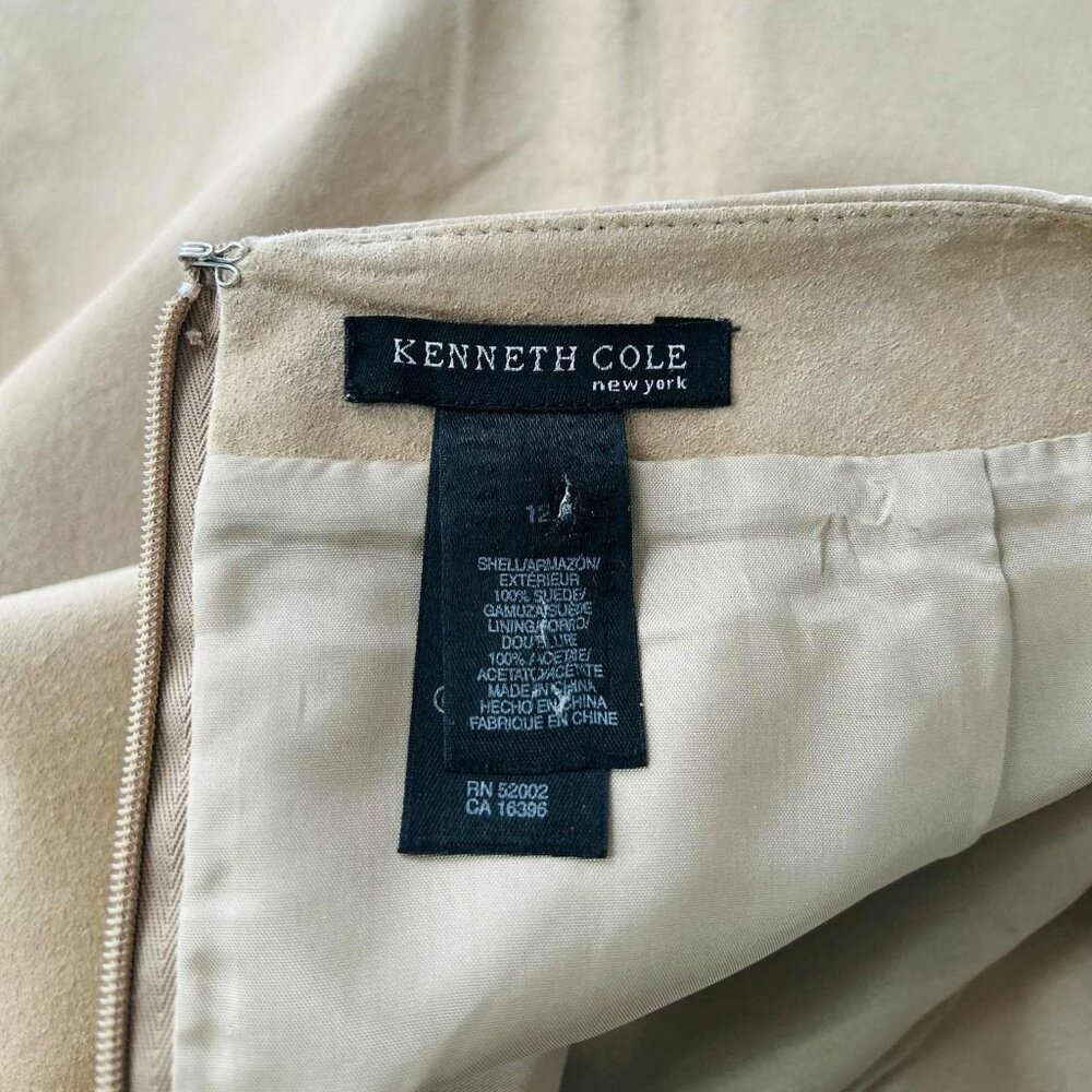 Kenneth Cole New York Sand Suede Botanical-Print Midi Skirt – US 12 - Picture 12 of 13